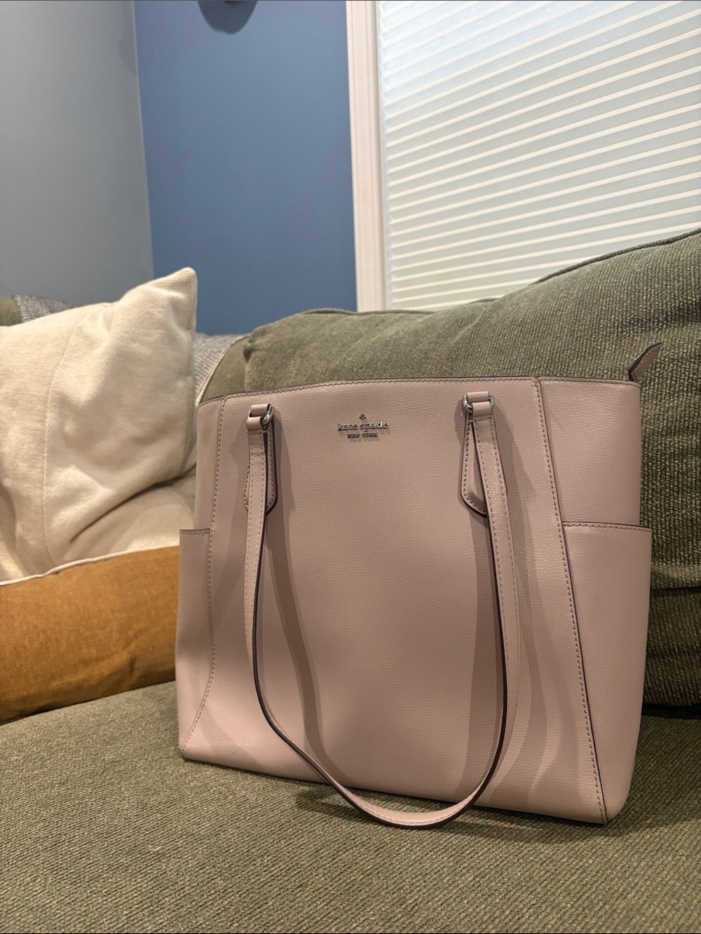 kate spade pale pink leather tote